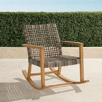 Frontgate Isola Teak Rocking Chair in Natural Teak & Driftwood Wicker - Frontgate