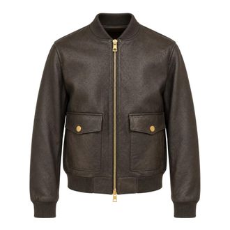 Michael Kors Chaqueta Bomber de Piel Granulada - Jackets - Hombre - Marr&oacute;n - L
