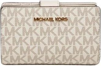 Michael Kors Nieuwe Middelgrote Portemonnee met Ritssluiting en Sleutelhanger - Dames - Portefeuilles - Beige - ONE Size - Accessoires