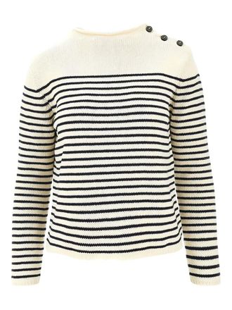 Max Mara striped-pattern button sweater - Toni neutri