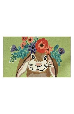 R16 Home Flower Child Hare Doormat in Green Multi at Nordstrom Rack, Size 24X36