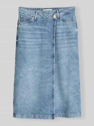 Marc O'Polo Midi Jeansrock aus Material-Mix mit Leinen-Anteil in Ocean Melange, Gr&ouml;&szlig;e XL