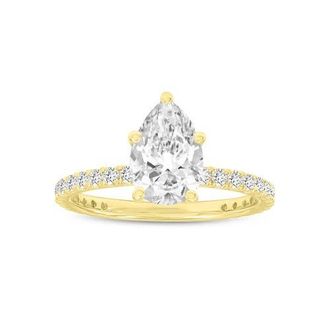 LuvMyJewelry Rania 14K Yellow Gold Pear Lab Grown Diamond Hidden Halo Engagement Ring - 1.95 Ct at Nordstrom, Size 6