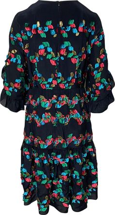 Peter Pilotto Embroidered Dress in Black Silk