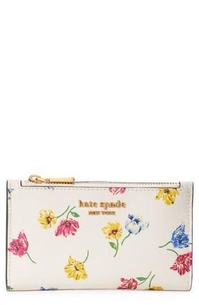 Kate Spade New York morgan tulip toss print soft leather bifold wallet in Cream Multi at Nordstrom Rack