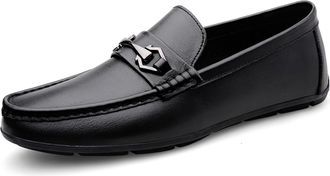 Generic Mens Slip on Shoes Soft Comfort Walking Driving Loafers Casual Genuine Leather Penny Loafers for Men (Black,7.5)