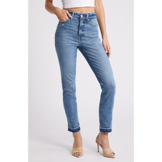Good American Good Classic Distressed Release Hem Jeans in Indigo662 at Nordstrom Rack, Size 24