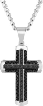Robert Alton 1/4CTW Black Diamond Stainless Steel with Black Finish Cross Pendant
