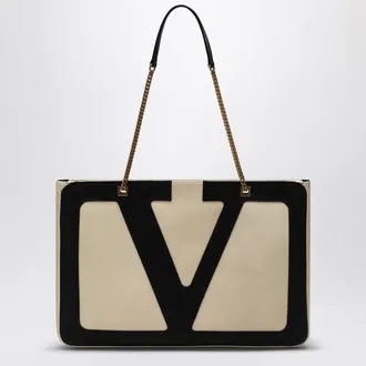 Valentino Garavani Large Viva Superstar Bag In Butter White/Black