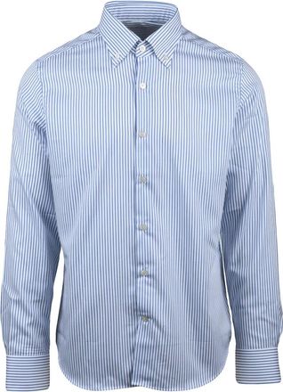 Ghirardelli Tailored Stripe Pattern Cotton Shirt For Casual Elegance