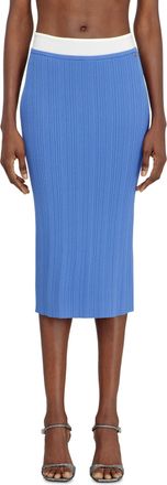 Diesel Ribbed knit skirt with contrast waistband - Skirts - Woman - Blue