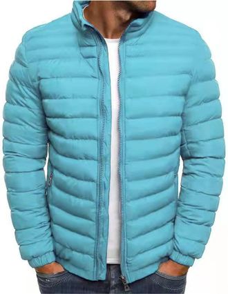 Generic Mens Winter Padded Jacket Casual Sports Coat Thickened Warm Puffer Outerwear Soft Long sleeve full zipper Coats Fashionable Stand Collar Quilted Down 