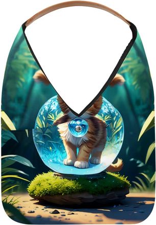 Generic Cat Crystal Ball Reusable Lightweight Grocery Bags - Foldable Into Compact Pouch, Washable & Sturdy, Multipurpose for Shopping and Travel