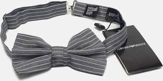 Emporio Armani Grey Striped Papillon Annodato Bow Tie