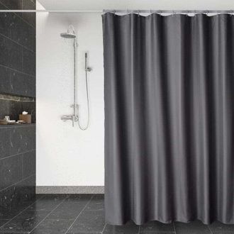 OEM Cortina De Ducha De Secado R&aacute;pido, Poli&eacute;ster Impermeable, Lavable A M&aacute;quina, Semitransparente, Con Ganchos, 180 X 200 Cm, Gris Oscuro - Crezuo