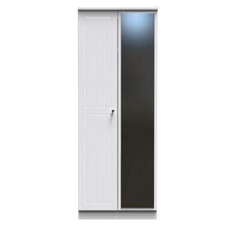 Welcome Furniture Monroe Ready Assembled Wardrobe with 2 Doors and Mirror - White Matt / White - Welcome Furniture | TJ Hughes