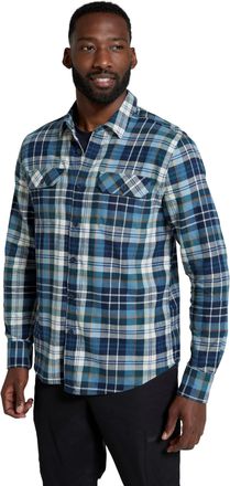 Mountain Warehouse Trace Mens Flannel Long Sleeve Shirt - Lightweight & Breathable Casual Checks Shirt in 100% Cotton with Buttoned Front Pockets - for Travel & Walking 