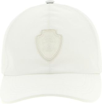 Brunello Cucinelli White Heraldic Coat Of Arms Baseball Cap