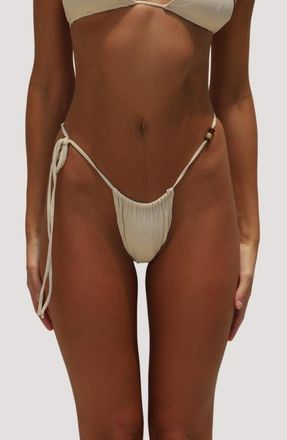 Stone Fox Swim River Bead Bikini Bottoms in Summer Sand at Nordstrom, Size X-Small