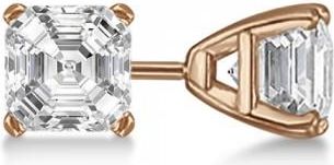 Allurez 1.00ct. Asscher-Cut Lab Diamond Stud Earrings 14kt Rose Gold (F-G, VS1)
