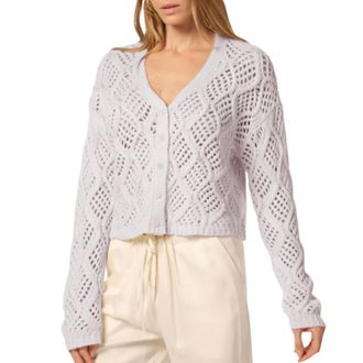Sablyn Jolie V-Neck Cropped Cable Cashmere Cardigan In Himalaya