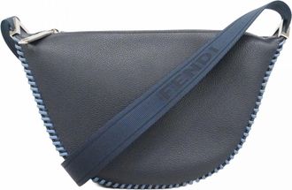 Fendi Navy Leather Shoulder Bag (Pre-Owned)