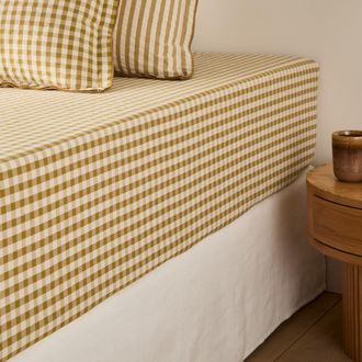 La Redoute Interieurs Hoeslaken katoen seersucker 30cm Cottage absinthe