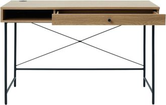 DRAWER Mesa con 1 cajón y 1 nicho de madera y metal L120cm - Madera clara