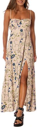 Maaji Purple Meadow Romina Embroidered Underwire Lace-Up Cover-Up Sundress in Open Beige at Nordstrom, Size Medium