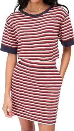 Clare Vivier Le Mini Tube Skirt In Navy/cherry Red/cream Stripe