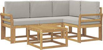vidaXL Conjunto De Sof&aacute;s De Exterior 5 Uds. Blanco Y Gris Claro Vidaxl