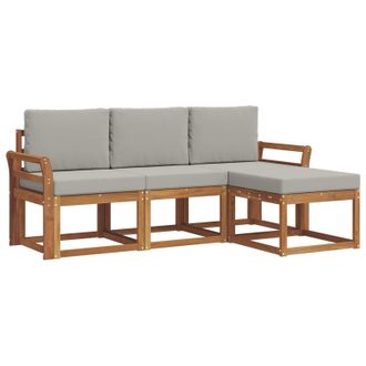 vidaXL Conjunto De Sof&aacute;s De Exterior 4 Pcs Gris Natural Y Claro Vidaxl