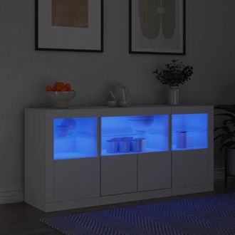 Berkfield Home Sideboard with LED Lights White 142.5x37x67 cm