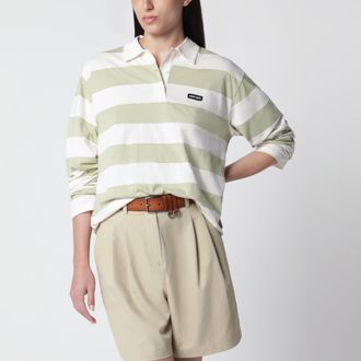 Miu Miu Polo in jersey a righe Petalo/Agave
