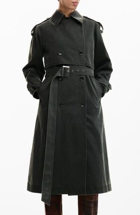 Desigual Faux Leather Trench in Dark Grey at Nordstrom, Size X-Small