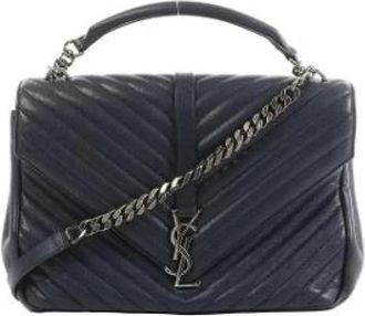 Saint Laurent Vintage, unisex, Blauw, ONE Size, Leer, Pre-owned College Monogramme