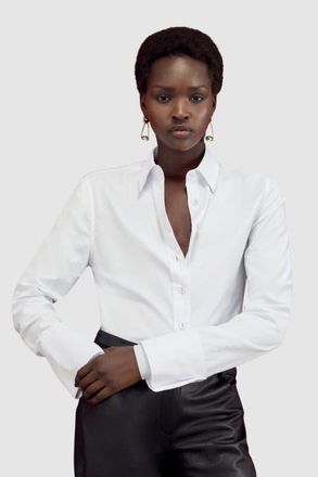 Karen Millen Cotton Woven Buttoned Shirt in White at Nordstrom, Size 10