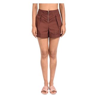 Patrizia Pepe Poplin Cotton Shorts - female - Patrizia Pepe - Casual Shorts - Brown - M - Shorts