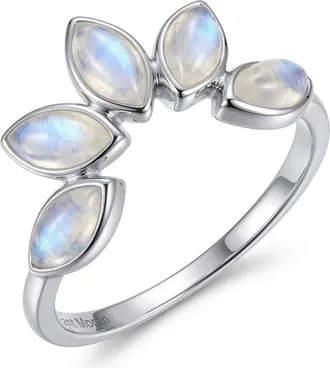 st. Moran Marquise Moonstone Silver Plated Ring in White/silver at Nordstrom, Size 6