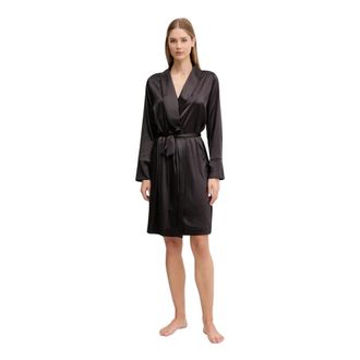 Emporio Armani Badjas - Dames - Nachtkleding & Lounge - Zwart - Maat: L/Xl Poliester