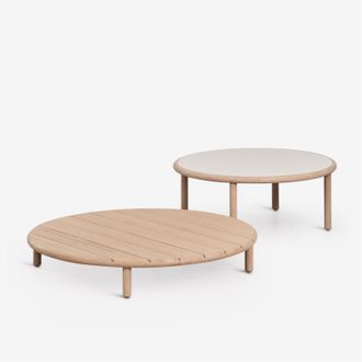 Sklum Set De 2 Mesas De Centro Para Jard&iacute;n Redondas En Madera De Acacia Olivia Sklum