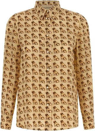 Valentino Garavani Petit Charles Print Shirt - Dames - Overhemden - Beige - XS - Overhemden