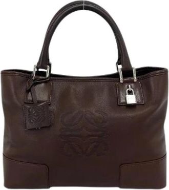 Loewe Pre-owned Anagram Leren Handtas - Dames - Vintage Shopper - Bruin - ONE Size - Leer - Vintage