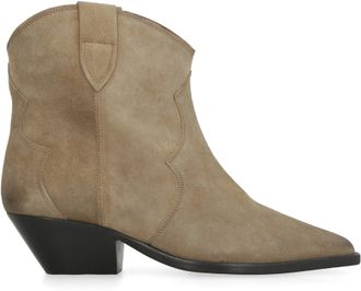 Isabel Marant Womens Suede Pointed Ankle Boots Turtledove Calfskin