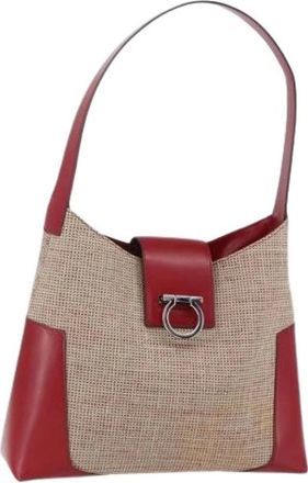 Ferragamo Pre-owned Shoulder Bags, female, Multicolor, Size: ONE SIZE Pre-owned Canvas Shoulder Bag