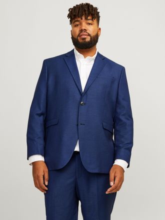 Jack & Jones Plus Size Sakko JPRSOLARIS BLAZER NOOS PLS, Herren, Gr. 60, blau (medieval blau), Web, Obermaterial: 59% Polyester, 24% Wolle, 16% Viskose, 1% Elasthan, JACK & 