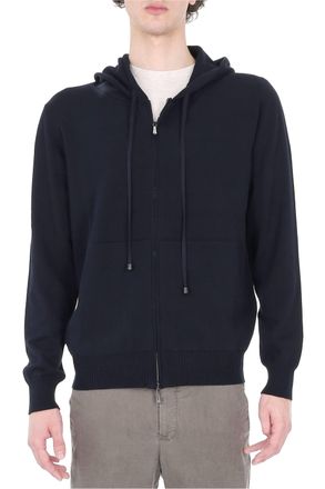 Drumohr Blue Full-Zip Cotton Sweater