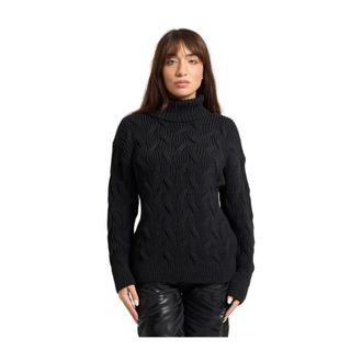 A|X Armani Exchange Gebreide coltrui met grove steek - Dames - Coltruien - Zwart - S - Katoen - Truien & Vesten
