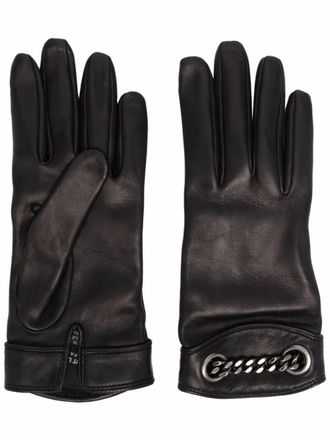 Saint Laurent chainlink full-finger gloves - women - Silk - 6.5 - Black