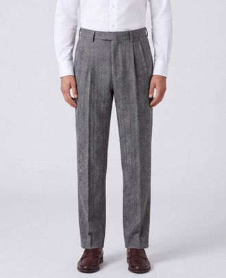 Lardini Pantaloni sartoriali in misto lana e seta con motivo chevron e pince